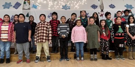 Tyler Wood's third grade class during Tuesday's holiday program. Photo courtesy of Fort Hall Elementary.